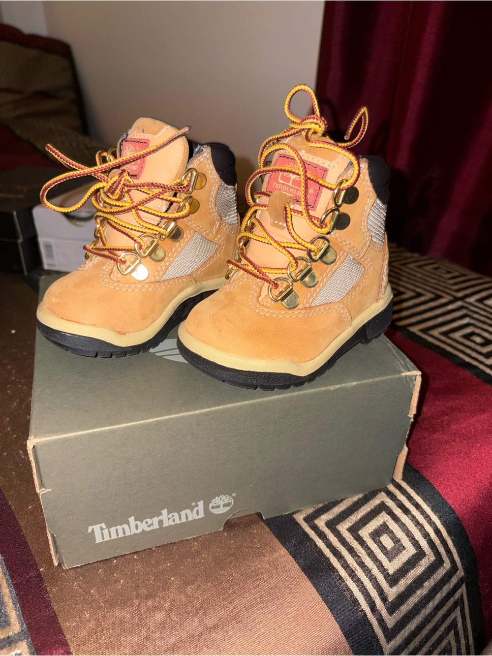 Timberland Kids Wheat/Tan Suede Lace-Up Hiking Boots